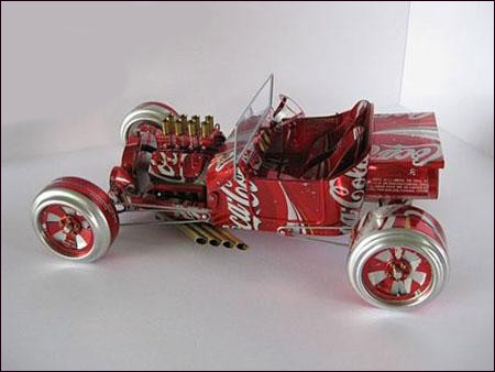 废旧易拉罐和细铁丝 纯手工打造汽车模型